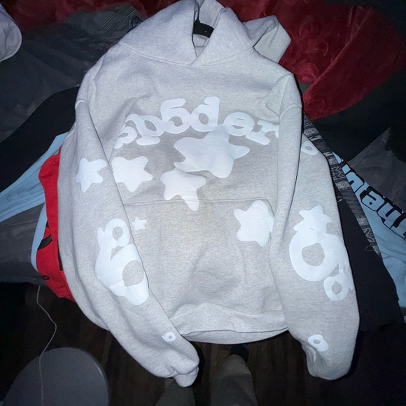 Men's Gray spider Hoodie with White Accents
